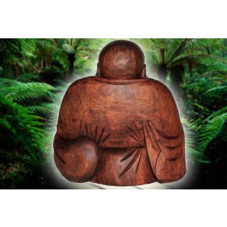 15cm Happy Buddha Holz Lachende Budda Figur Braun Glücksbringer Asien China